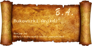Bukovszki Anikó névjegykártya
